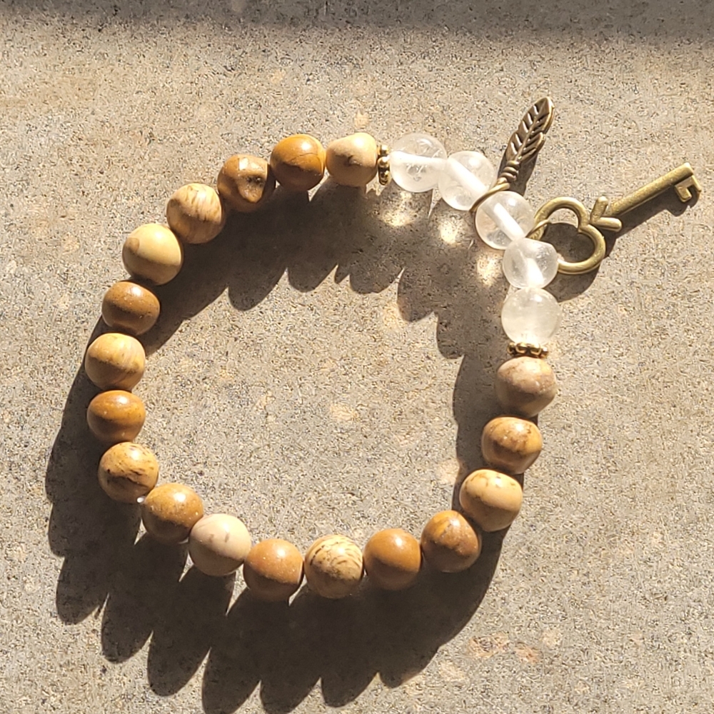 🤍3/$30 Tigerskin Jasper & Quartz Bead Bracelet